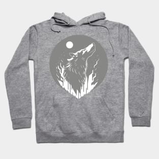 Howling Wolf Design Print Hoodie